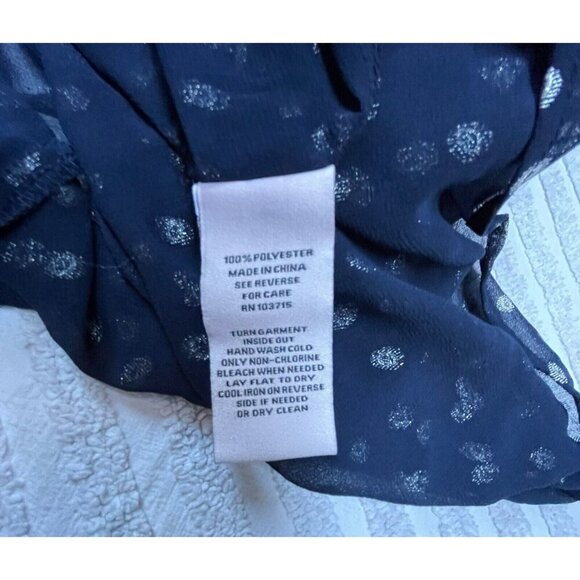 Nanette By Nanette Lepore Womens XL Metallic Polka Dot 3/4 Sleeve Blouse Navy - Picture 9 of 9